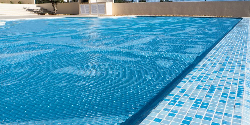pool cover on a pool to stop evaporation