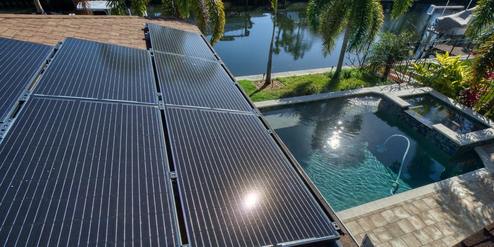 solar panels on roof to heat a pool