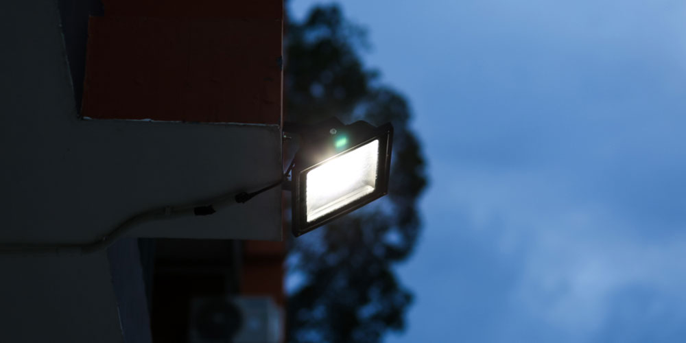 floodlight mounted on a house