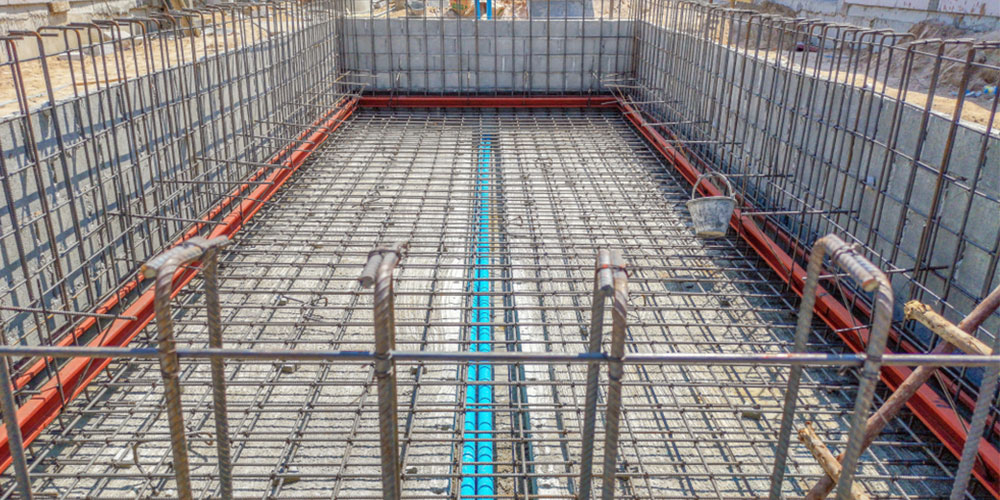 reinforcement in a pool construction site.