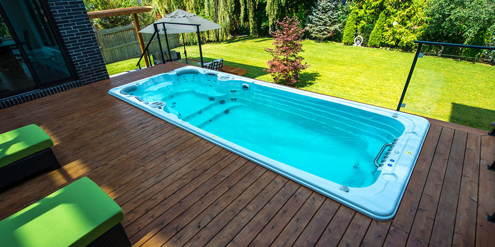 swim spa insert in a deck